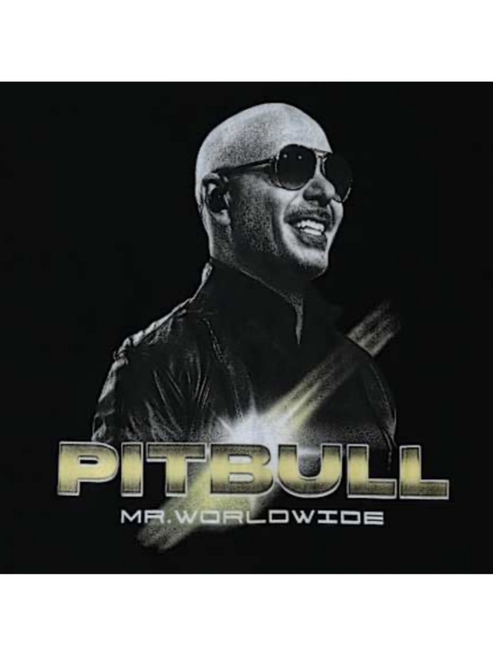 Pitbull "Mr. Worldwide" Graphic Tee - Black with Gold Print Size M